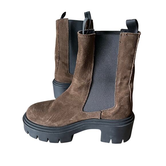 Steve Madden Wisteria Platform Lug Boot Women's 8 Brown Leather Suede Chunky - Picture 6 of 11